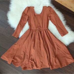 Saint Ida Long Sleeve Orange Rust Twirl Dress 9y